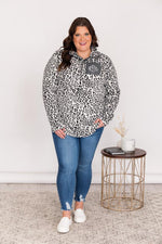 Load image into Gallery viewer, All Snowed In Monogram Animal Print Ivory/Grey Pullover
