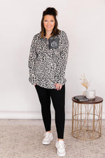 Load image into Gallery viewer, All Snowed In Monogram Animal Print Ivory/Grey Pullover
