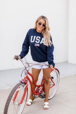 Ladda upp bild till gallerivisning, Athletic USA Flag Sweatshirt Navy
