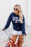 Athletic USA Flag Sweatshirt Navy