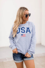 Ladda upp bild till gallerivisning, Athletic USA Flag Sweatshirt Sport Grey
