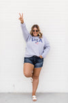 Athletic USA Flag Sweatshirt Sport Grey