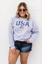 Ladda upp bild till gallerivisning, Athletic USA Flag Sweatshirt Sport Grey
