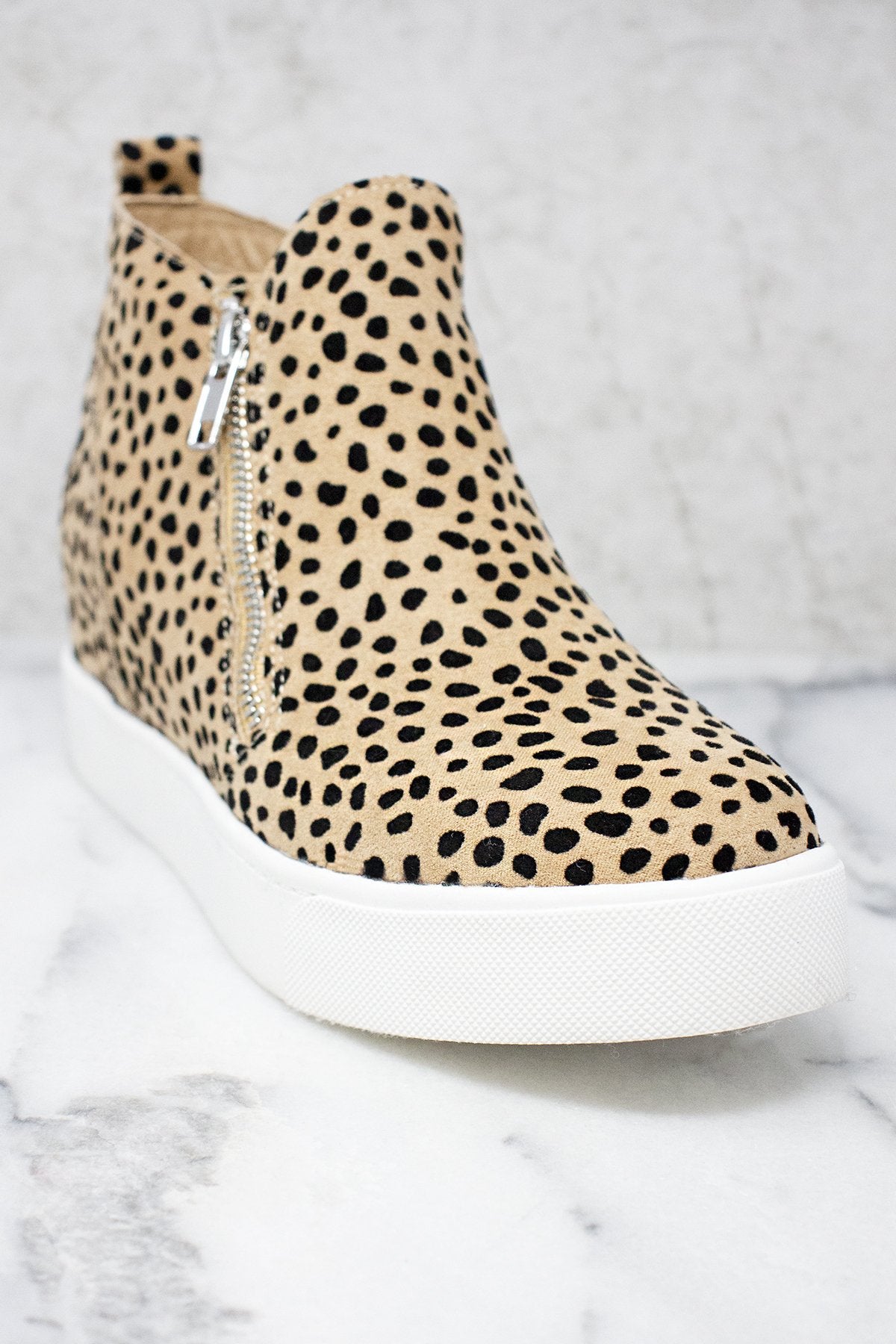 The Danielle Spotted Animal Print Wedge Sneakers