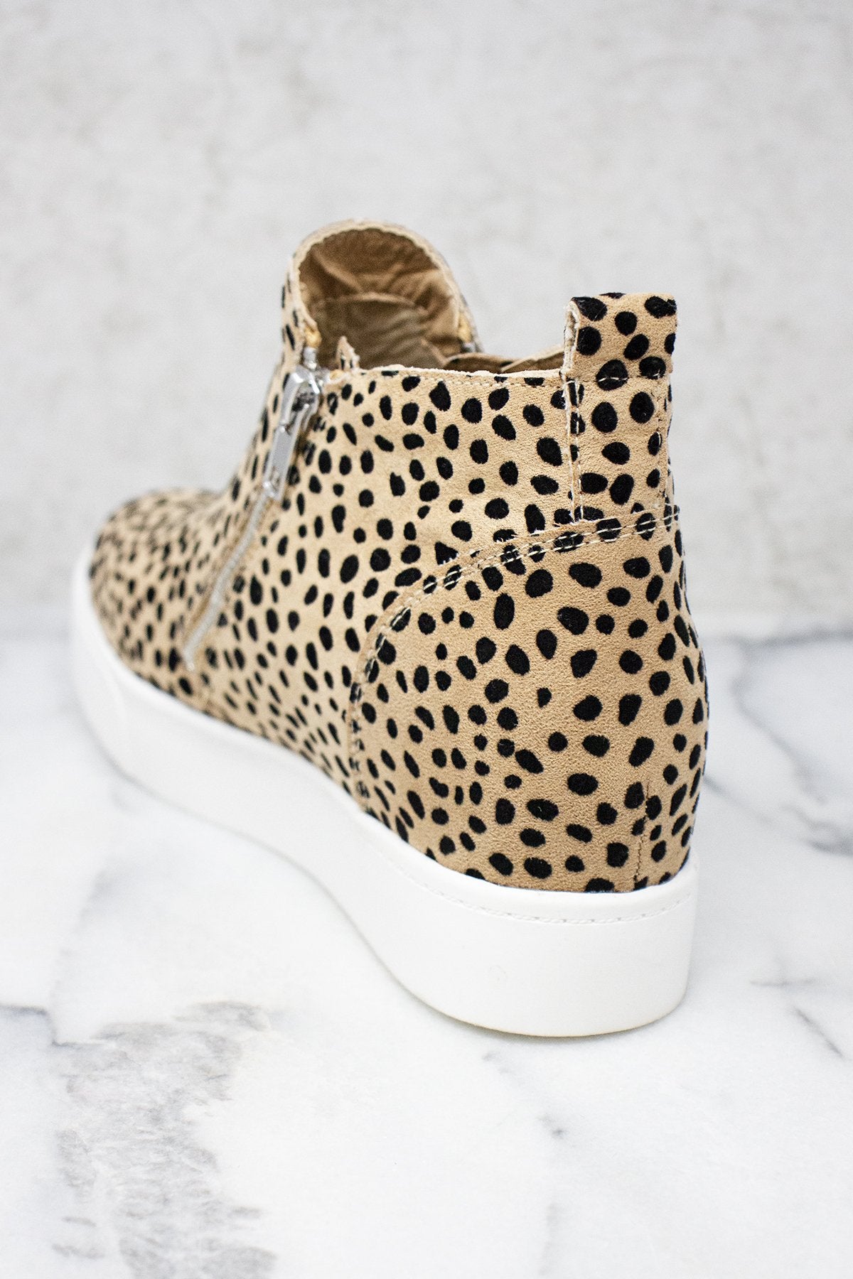 The Danielle Spotted Animal Print Wedge Sneakers