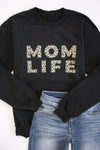 Mom Life Leopard Print Black Sweatshirt