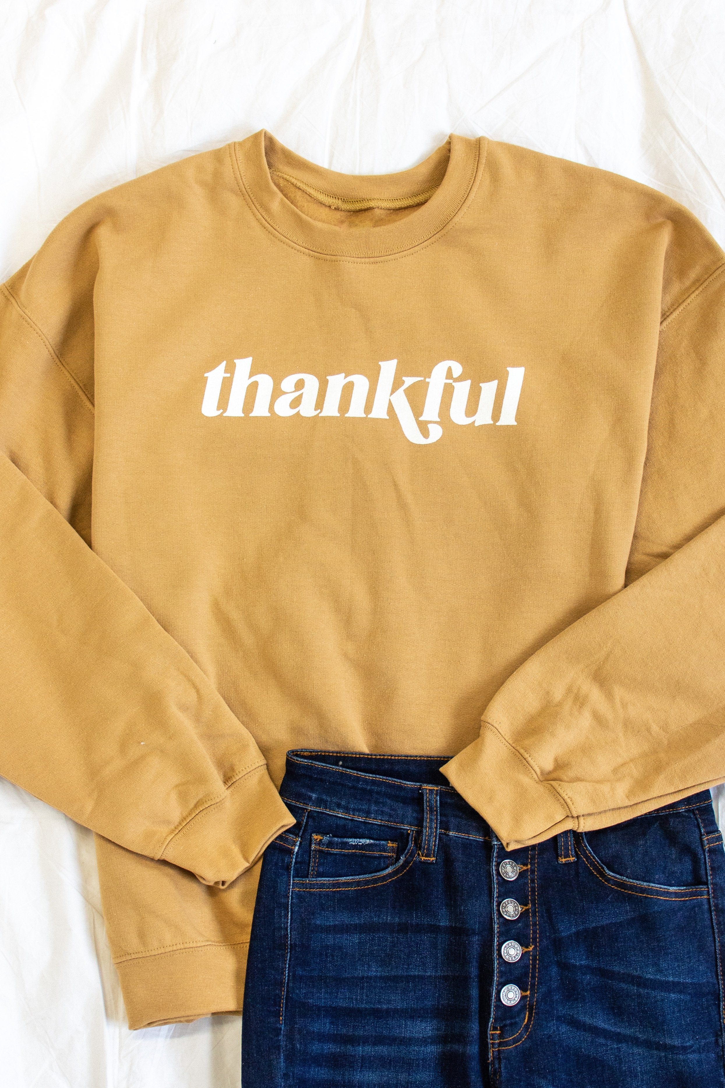 Thankful Classic Graphic Gold Sweatshirt FINAL SALE