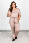 Just Leave It To Me Taupe Jumpsuit