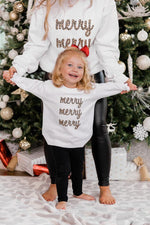 Load image into Gallery viewer, Kids Animal Print Merry Merry Merry White Graphic Sweatshirt
