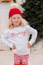 Ladda upp bild till gallerivisning, Kids Merry Script White Graphic Sweatshirt
