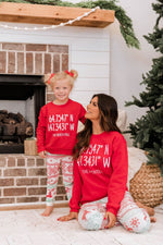 Load image into Gallery viewer, Kids North Pole Coordinates Red Graphic Sweatshirt

