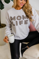 Load image into Gallery viewer, Mom Life Leopard Print Ash Graphic Sweatshirt
