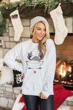 Afbeelding in Gallery-weergave laden, Leopard Print Reindeer Lady White Graphic Sweatshirt
