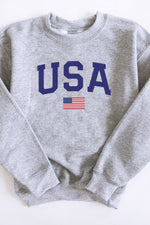 Load image into Gallery viewer, Kids Athletic USA Flag Sweatshirt Sport Grey
