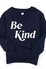 Load image into Gallery viewer, LIVING MY BEST STYLE X PINK LILY Be Kind Navy Toddler Graphic Sweatshirt
