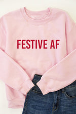 Afbeelding in Gallery-weergave laden, Festive AF Light Pink Graphic Sweatshirt
