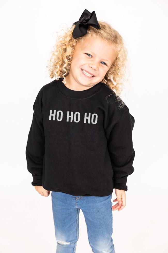 Kids Ho Ho Ho Block Black Graphic Sweatshirt
