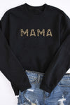 Mama Animal Print Sweatshirt Black