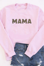 Load image into Gallery viewer, Mama Animal Print Sweatshirt Light Pink
