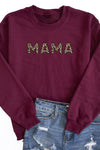 Mama Animal Print Sweatshirt Maroon