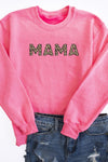 Mama Animal Print Sweatshirt Safety Pink