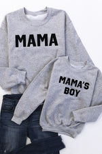 Ladda upp bild till gallerivisning, Mama&#39;s Boy Grey Kids Graphic Sweatshirt
