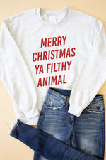 Load image into Gallery viewer, Merry Christmas Ya Filthy Animal Graphic Sweatshirt
