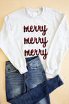 Plaid Merry Merry Merry Ash Graphic Sweatshirt