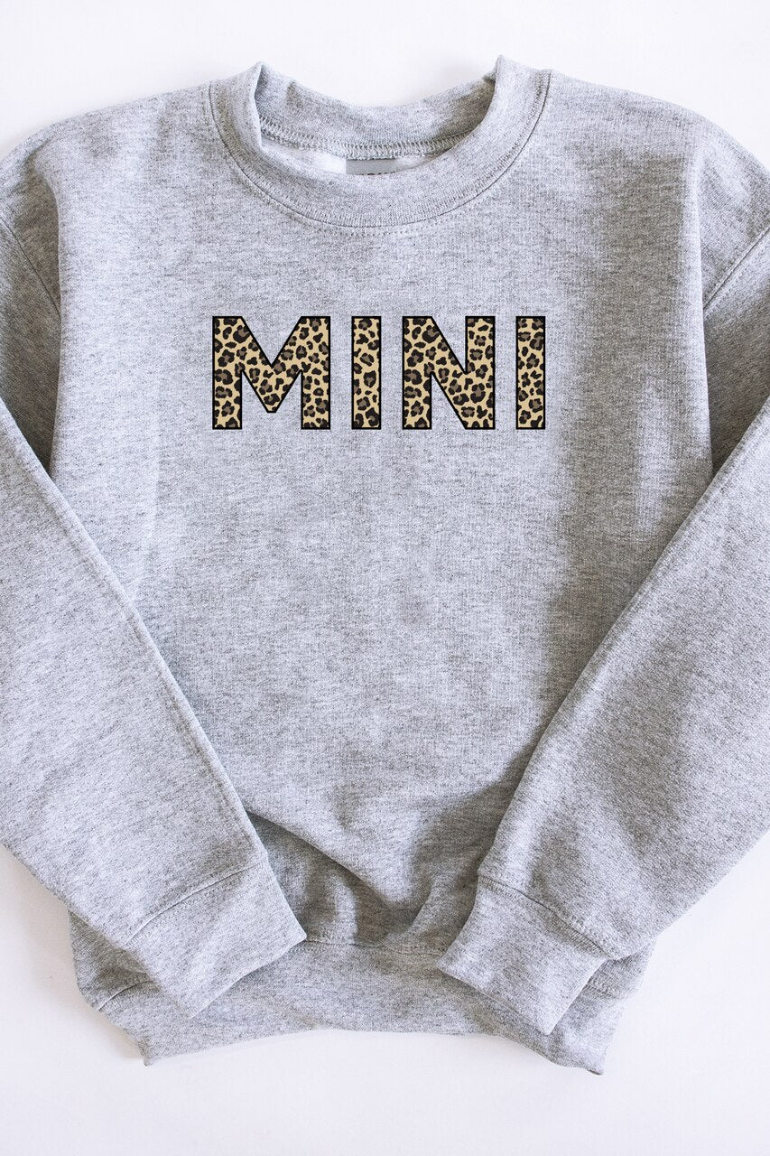 Mini Animal Print Kids Sweatshirt Grey