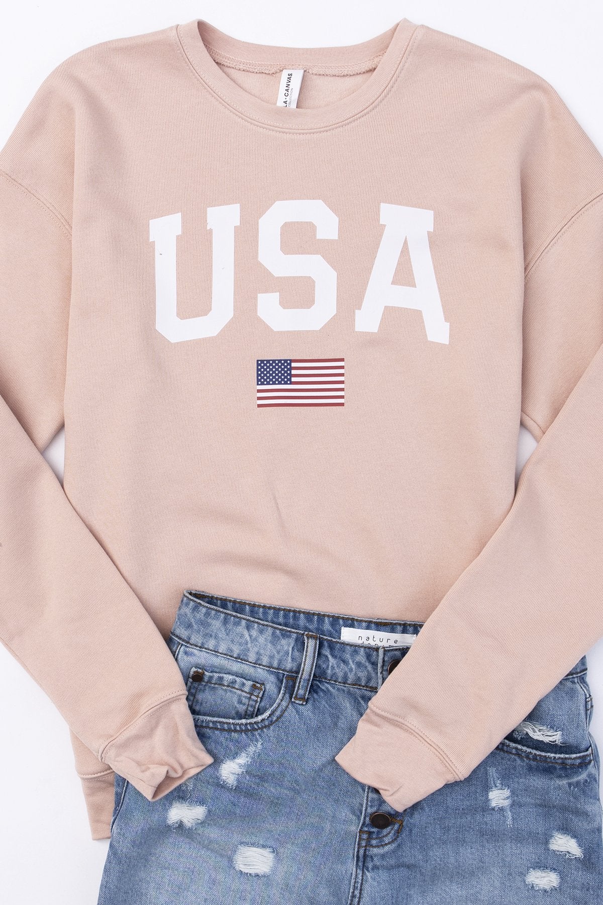 Athletic USA Flag Peach Graphic Sweatshirt